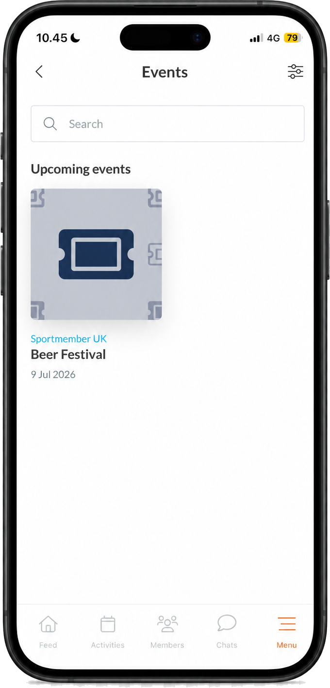 SportMember app: club events with ticket sales, e.g. a Beer Festival