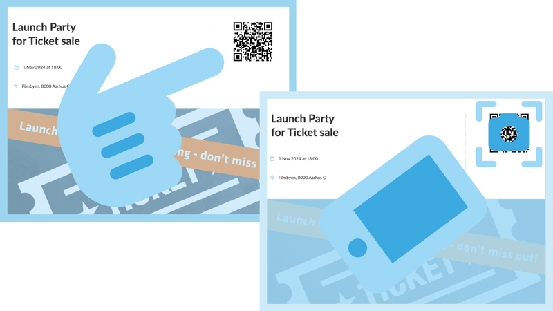 Example tickets with a QR code for scanning at the entrance